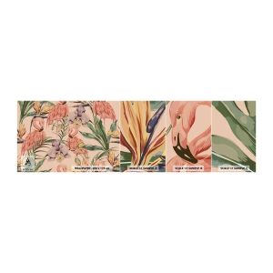 Vzor Fototapety Samolepicí Deluxe Sticker - Růžový balet v květech - Pták, Plameňák, Džungle - 100x30 cm