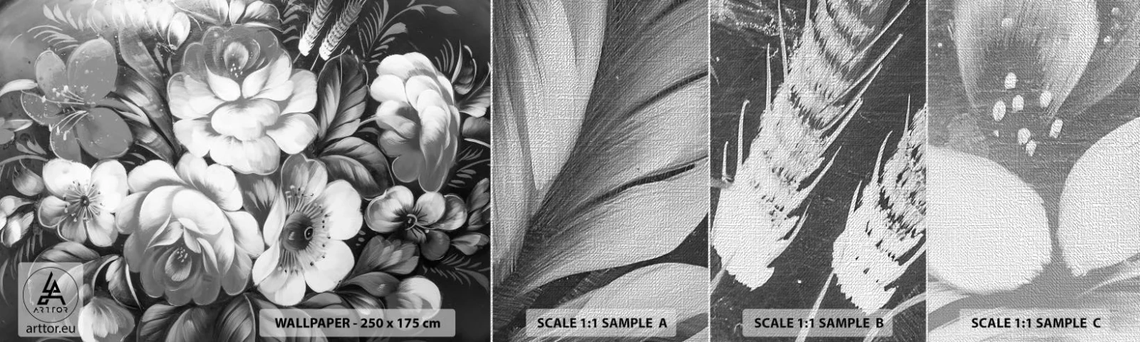 Vzor Fototapety Premium Canvas - Krásné dokonce v šedi - Abstrakce, Květiny, Kus - 100x30 cm