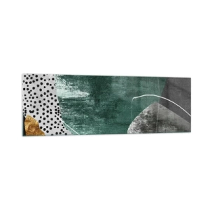 Obraz na skle - Barevná abstrakce se zlatou vločkou - 160x50 cm