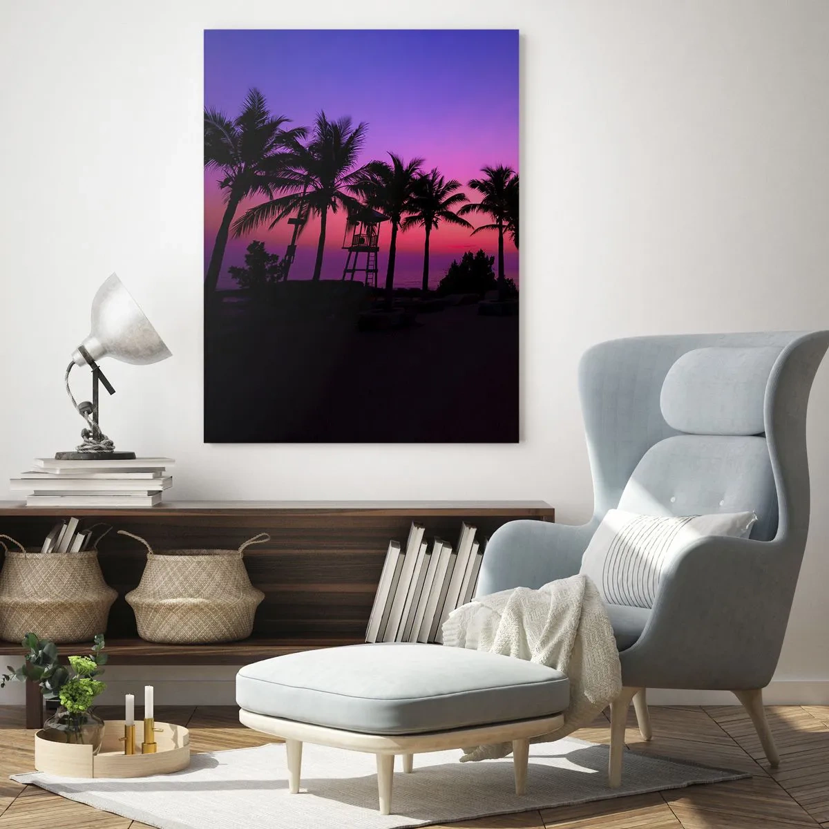 Obraz na skle - Večer pod palmami - 50x70 cm