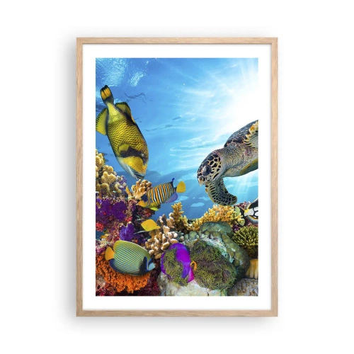 Plakát v rámu světlý dub - Korálová promenáda - 50x70 cm