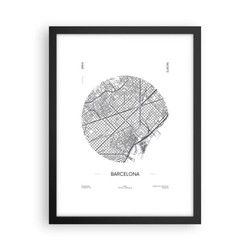 Plakát v černém rámu - Anatomie Barcelony - 30x40 cm