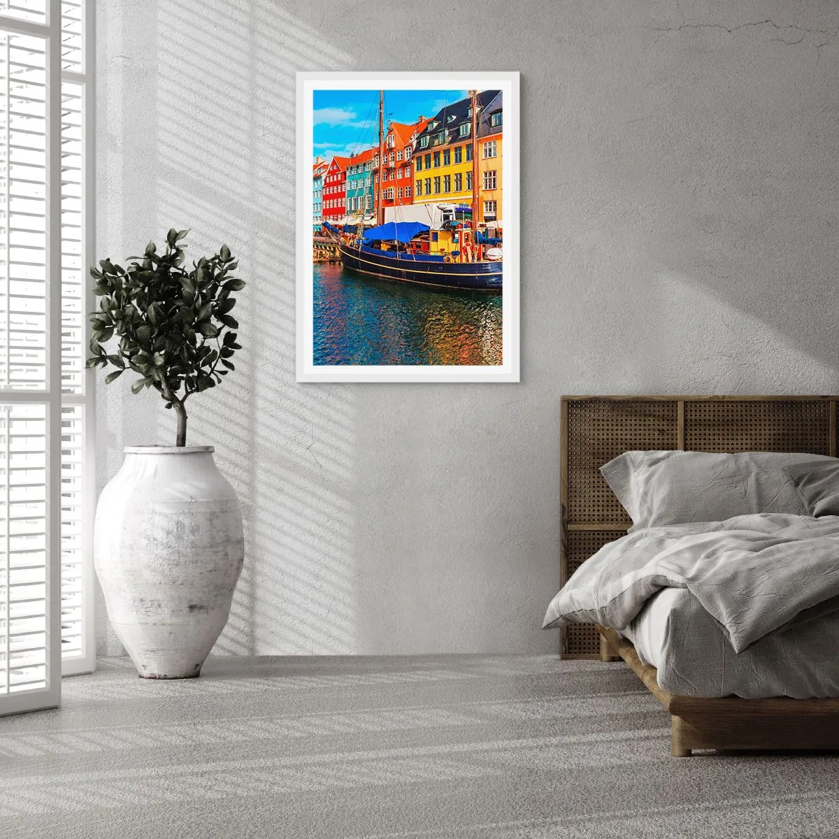 Plakát v bílém rámu - Radostné nábřeží - 70x100 cm