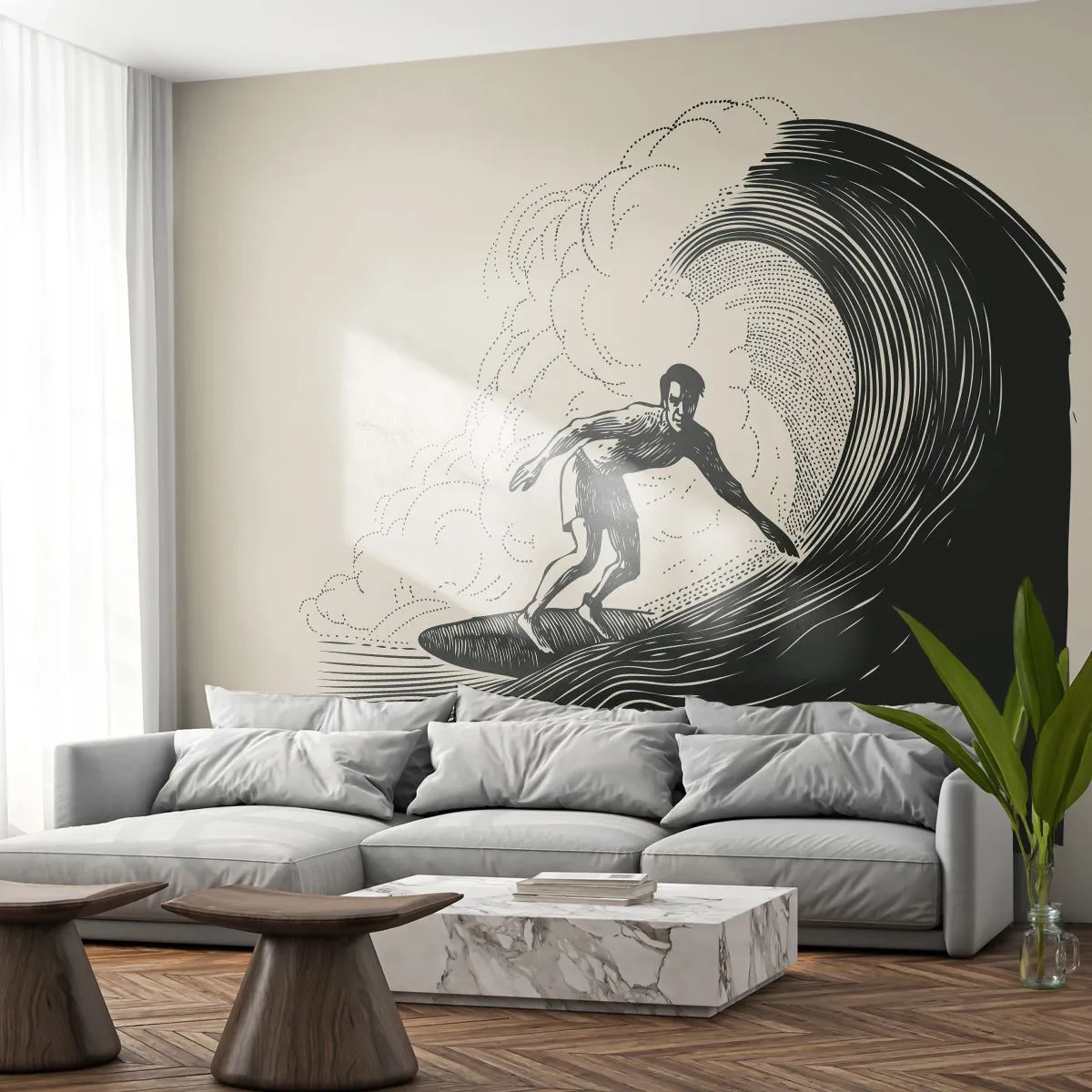 Fototapeta Samolepicí Deluxe Sticker - Král vln - Mávat, Surfování, Sport - 350x256 cm