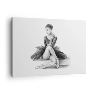 Obraz na plátně - Náčrt baletky v decentním, klasickém stylu - 70x50cm - Okouzlená tancem - Moderní nástěnná dekorace do obývacího pokoje a ložnice ARTTOR