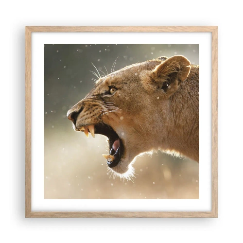 Plakát v rámu světlý dub - Snaž se neposlouchat - 50x50 cm