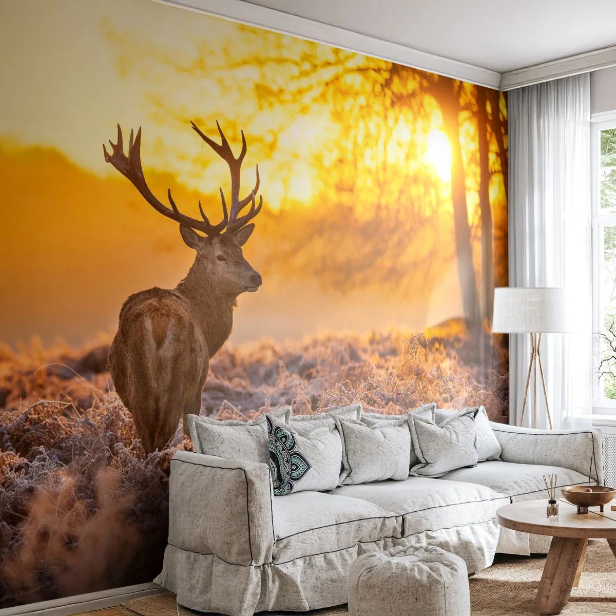 Fototapeta Samolepicí Deluxe Sticker - Král podzimního lesa - Krajina, Jelen, Příroda - 250x175 cm