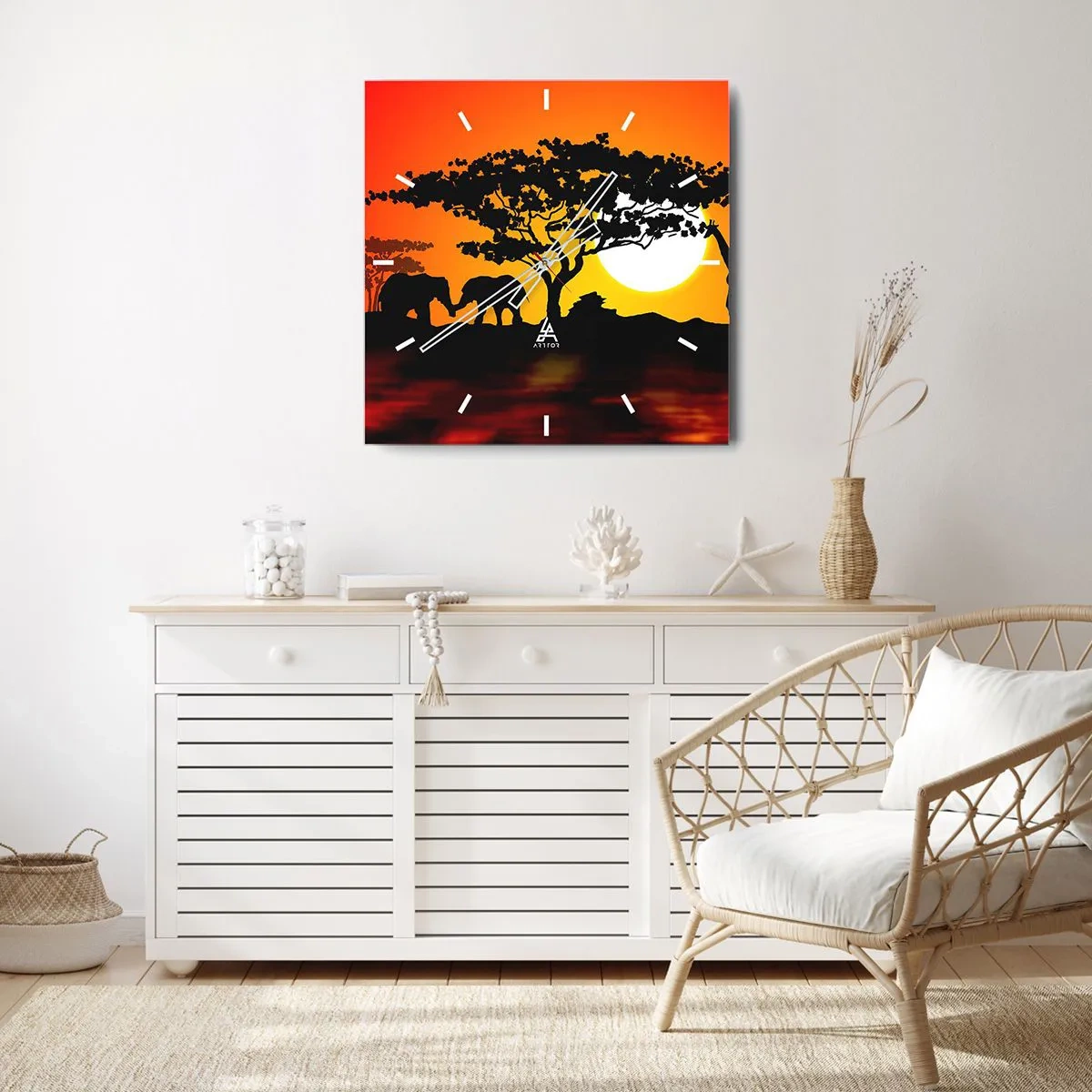 Nástěnné hodiny - Setkání na savaně - 40x40 cm