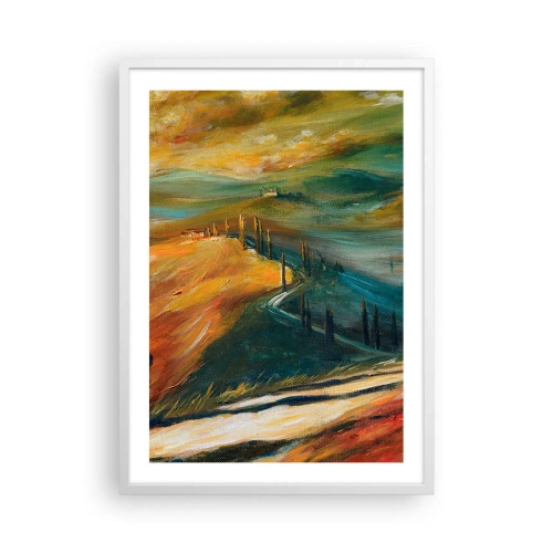 Plakát v bílém rámu - Toskánská krajina - 50x70 cm