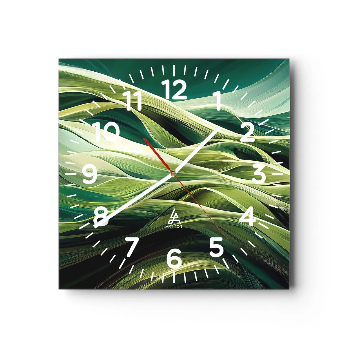 Nástěnné hodiny - Abstraktní hra na zelenou - 30x30 cm