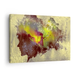 Obraz na plátně - Umělecká silueta ženy s přírodou v pozadí - 70x50cm - Matka příroda - Moderní nástěnná dekorace do obývacího pokoje a ložnice ARTTOR