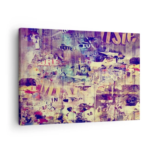 Obraz na plátně - Barevná abstraktní koláž s textem a grafikou - 70x50cm - A tohle zůstane - Moderní nástěnná dekorace do obývacího pokoje a ložnice ARTTOR