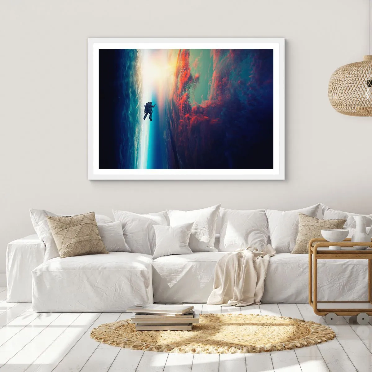 Plakát v bílém rámu - Tváří v tvář vesmíru - 70x50 cm