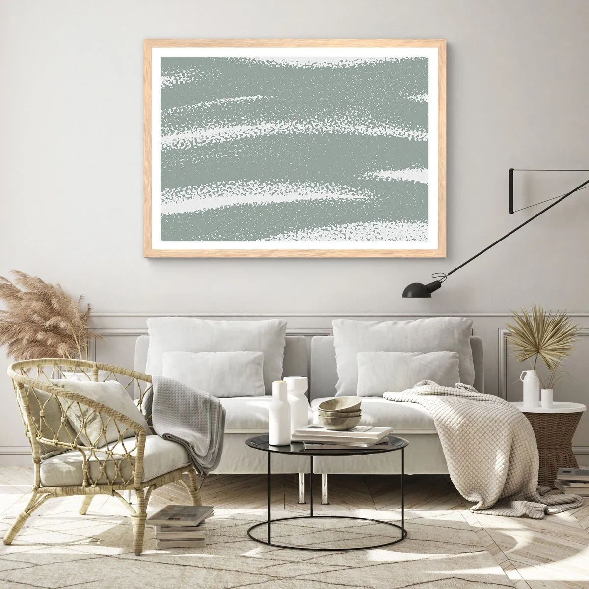 Plakát v rámu světlý dub - Abstrakce v zimním stylu - 40x30 cm