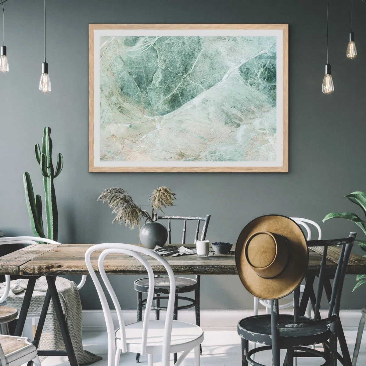 Plakát v rámu světlý dub - Ctný chlad kamene - 40x30 cm