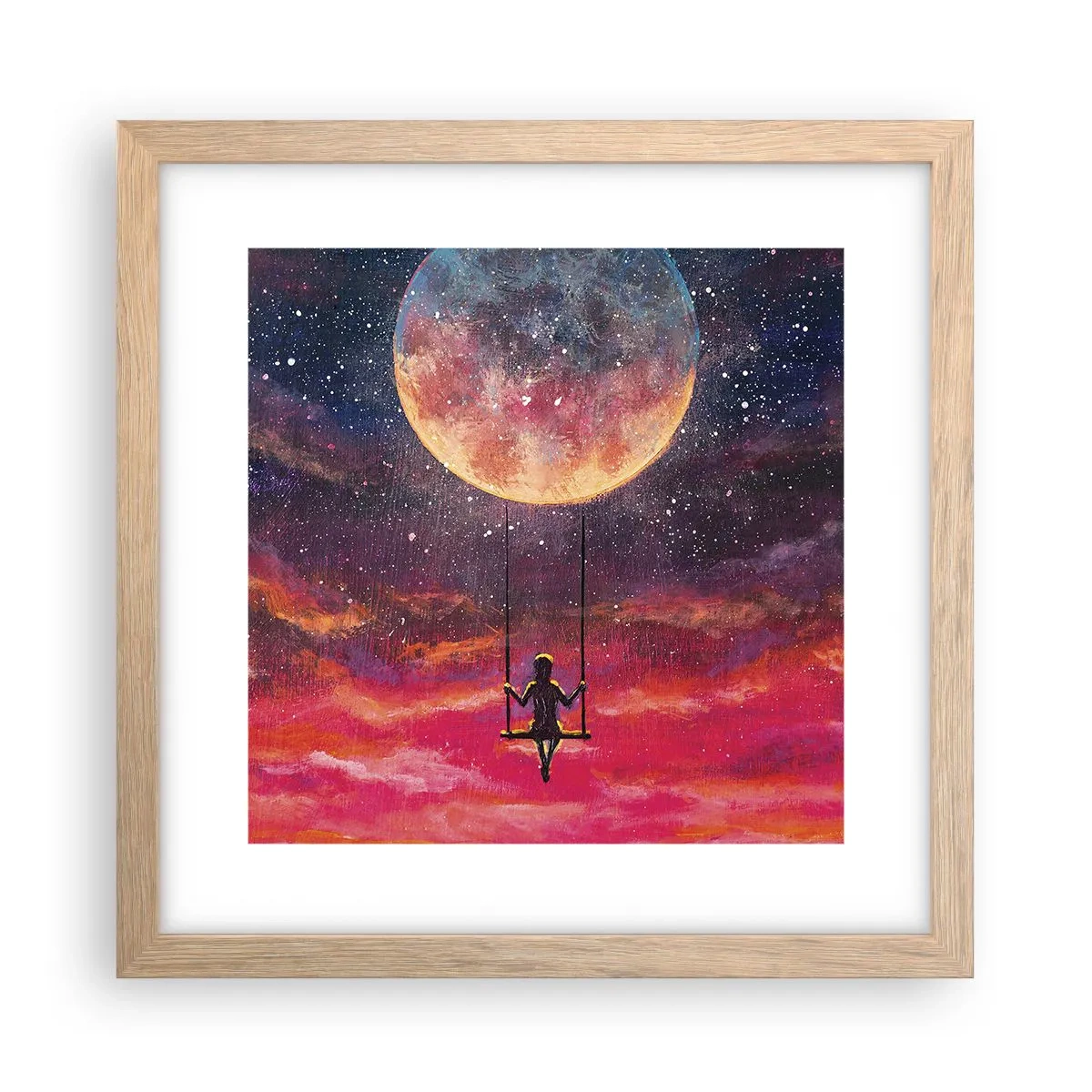 Plakát v rámu světlý dub - Stavět si vzdušné zámky - 30x30 cm