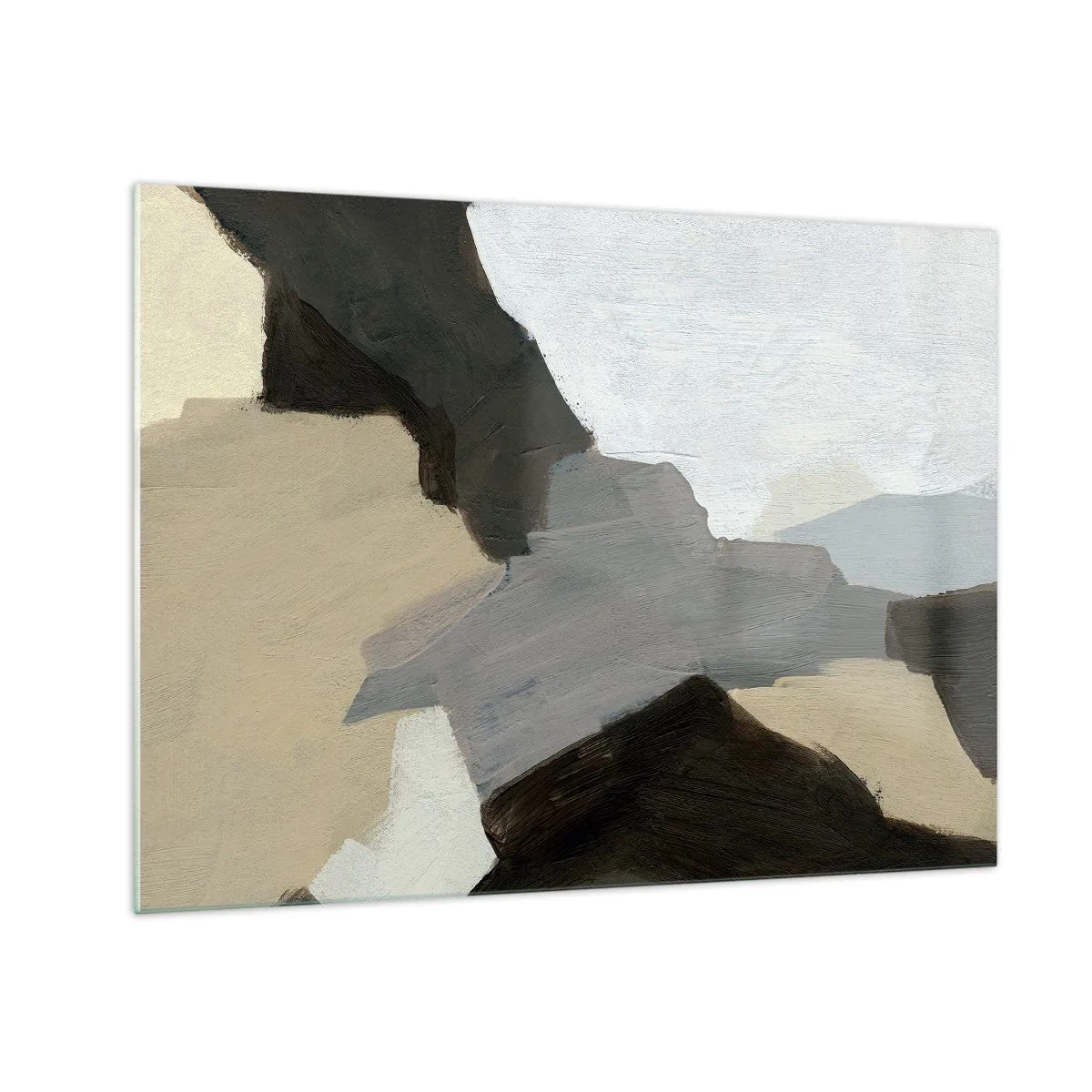 Obraz na skle - Moderní abstraktní kompozice v odstínech šedé - 70x50cm - Abstrakce: křižovatka šedi - Moderní nástěnná dekorace do obývacího pokoje a ložnice ARTTOR