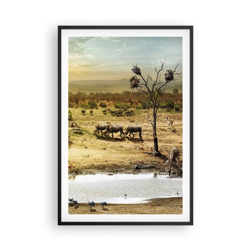 Plakát v černém rámu - „Z ráje opět pramenila řeka…“ - 61x91 cm