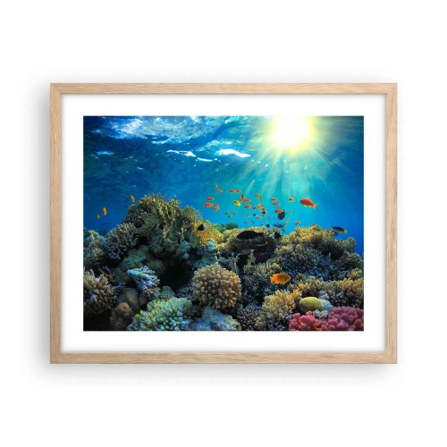 Plakát v rámu světlý dub - Podvodní poklady - 50x40 cm