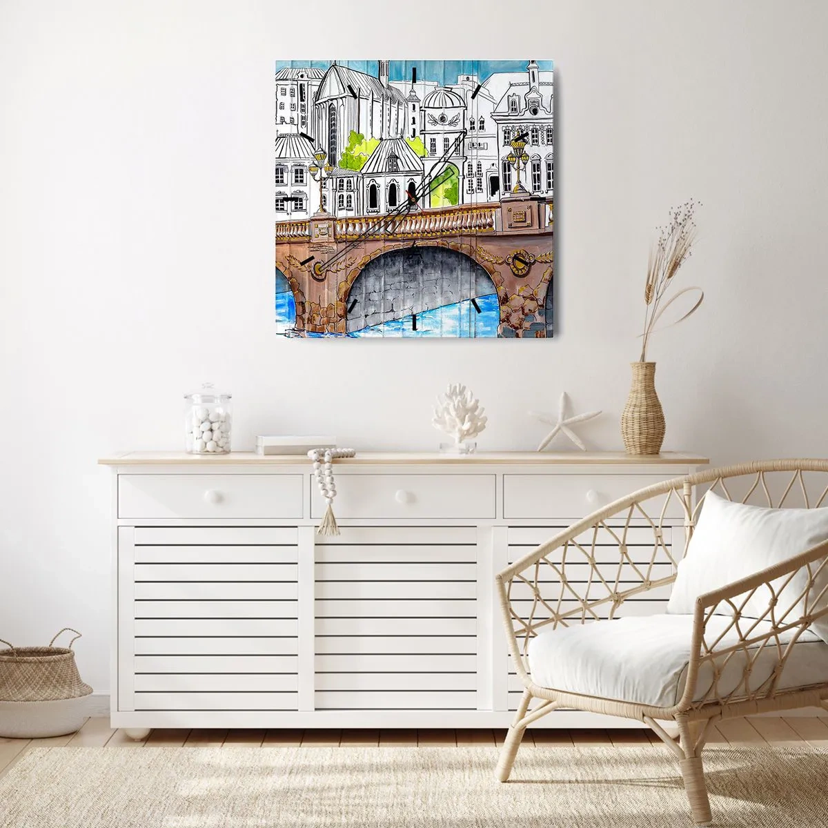 Nástěnné hodiny - Město jako malované - 40x40 cm