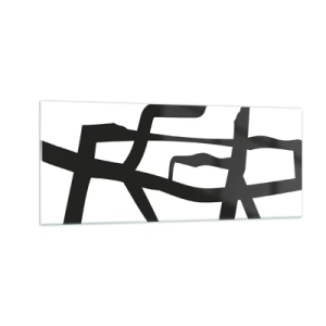 Obraz na skle - Černobílá konstrukce - 100x40 cm