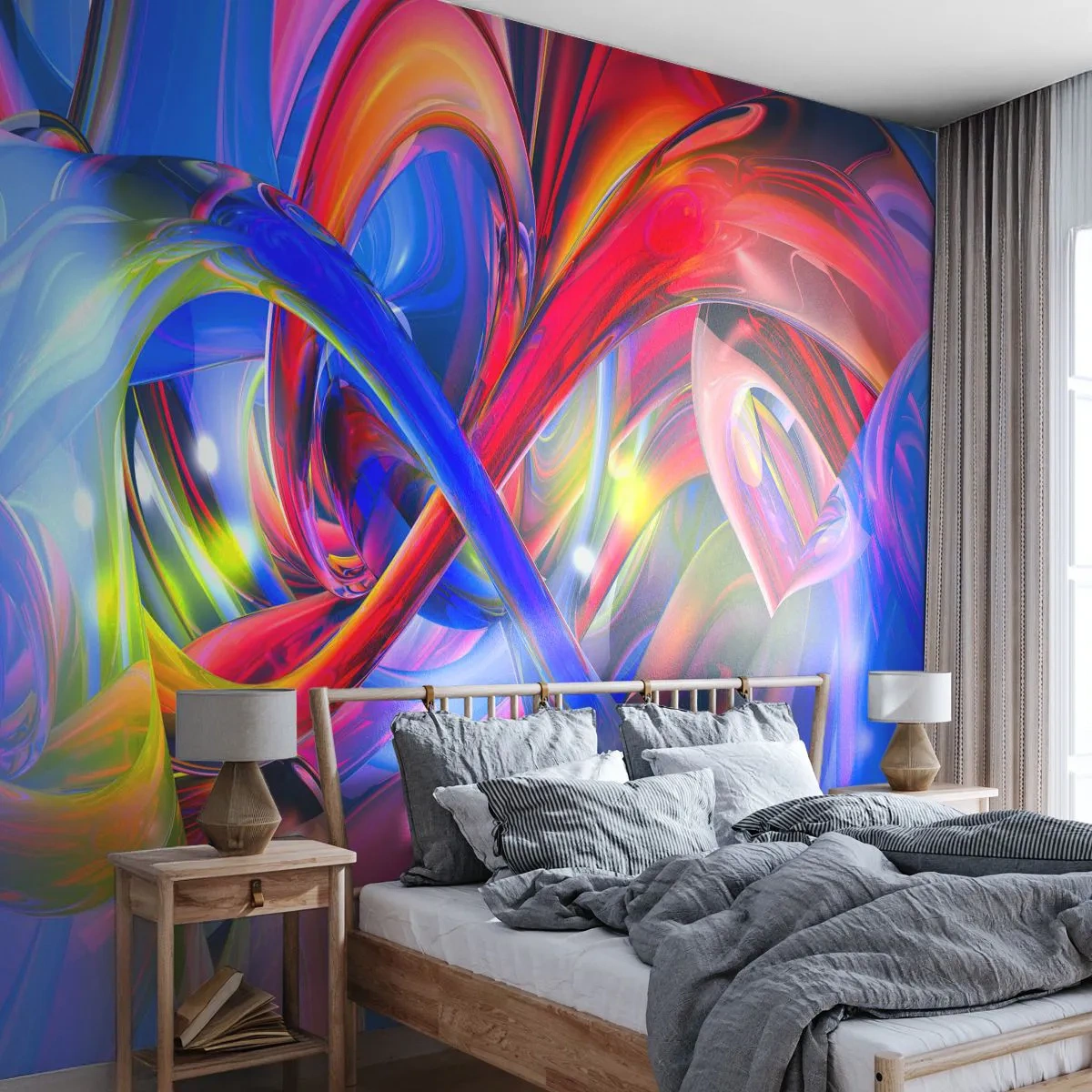 Fototapeta Premium Canvas - Tanec barev - Abstrakce, 3D, Grafika - 400x280 cm