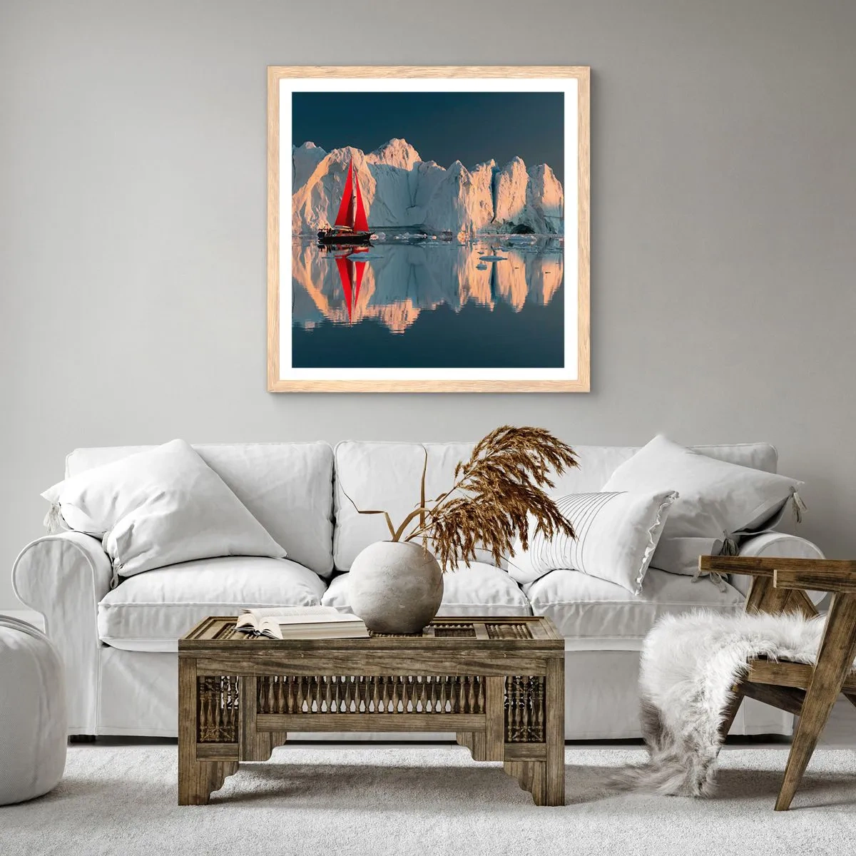 Plakát v rámu světlý dub - Na okraji světa - 60x60 cm