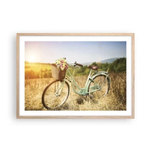 Plakát v rámu světlý dub - Chvíli tu zůstanu - 70x50 cm