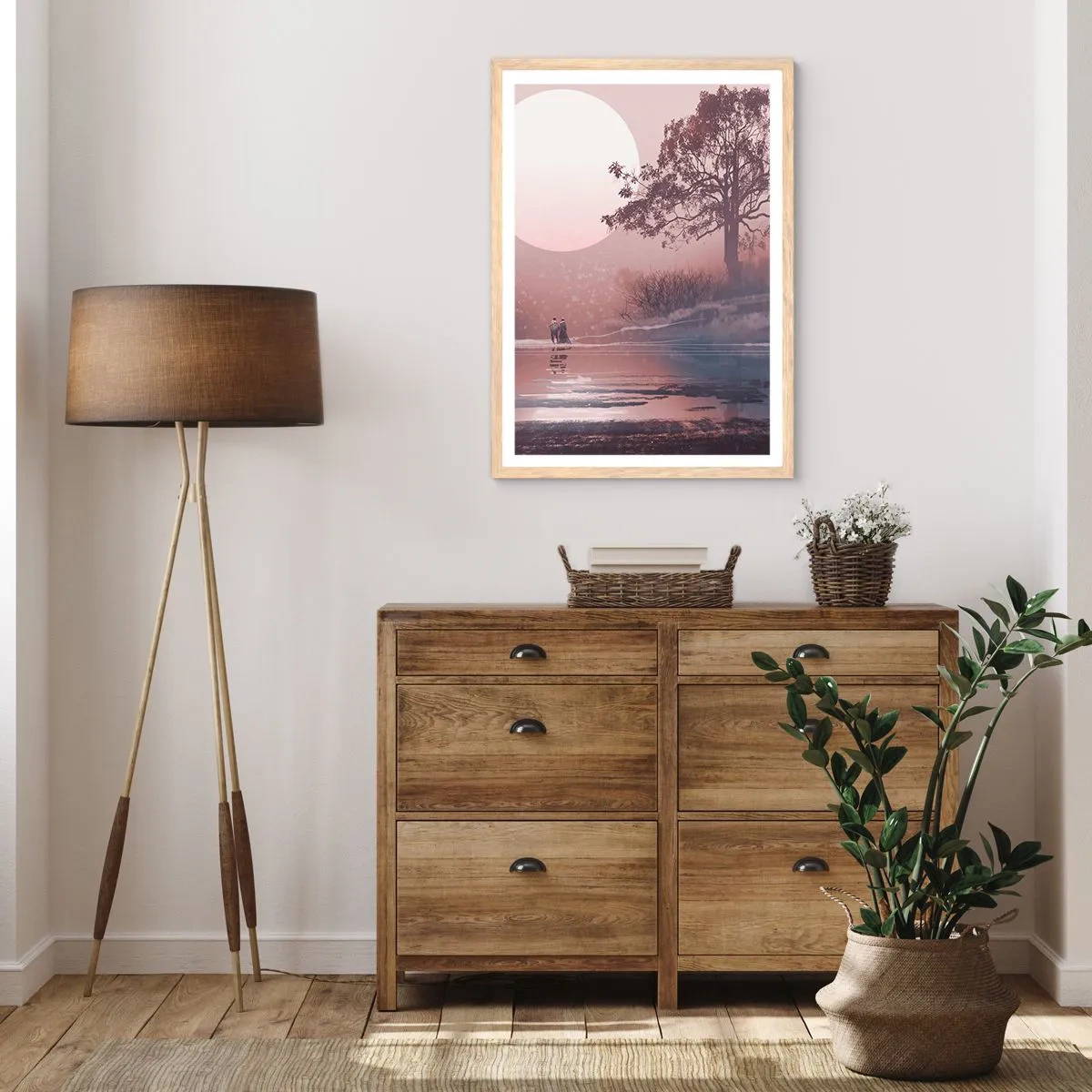 Plakát v rámu světlý dub - Noční zázraky - 50x70 cm