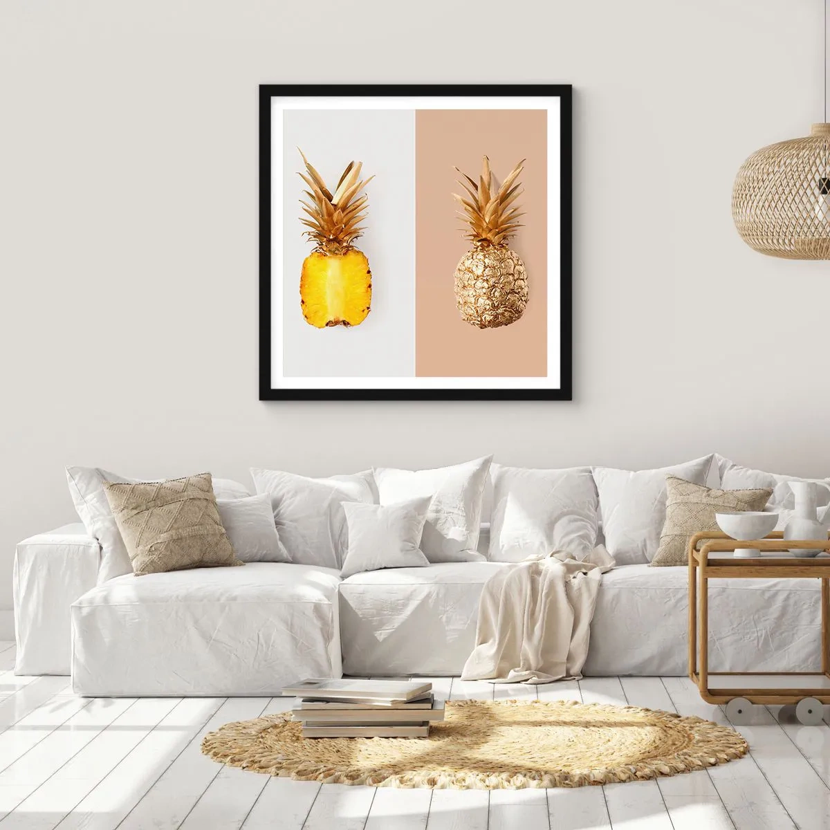 Plakát v černém rámu - Ananas pro nás - 60x60 cm