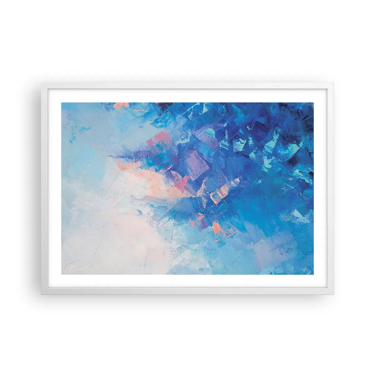 Plakát v bílém rámu - Zimní abstrakce - 70x50 cm