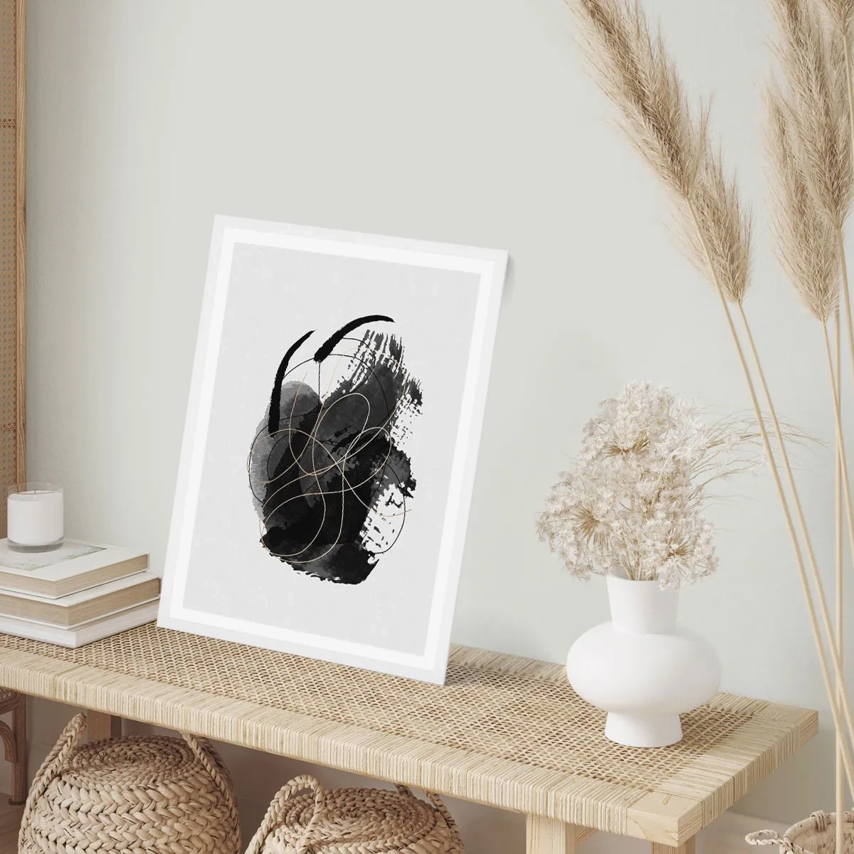 Plakát v bílém rámu - Upletené z černé - 30x40 cm