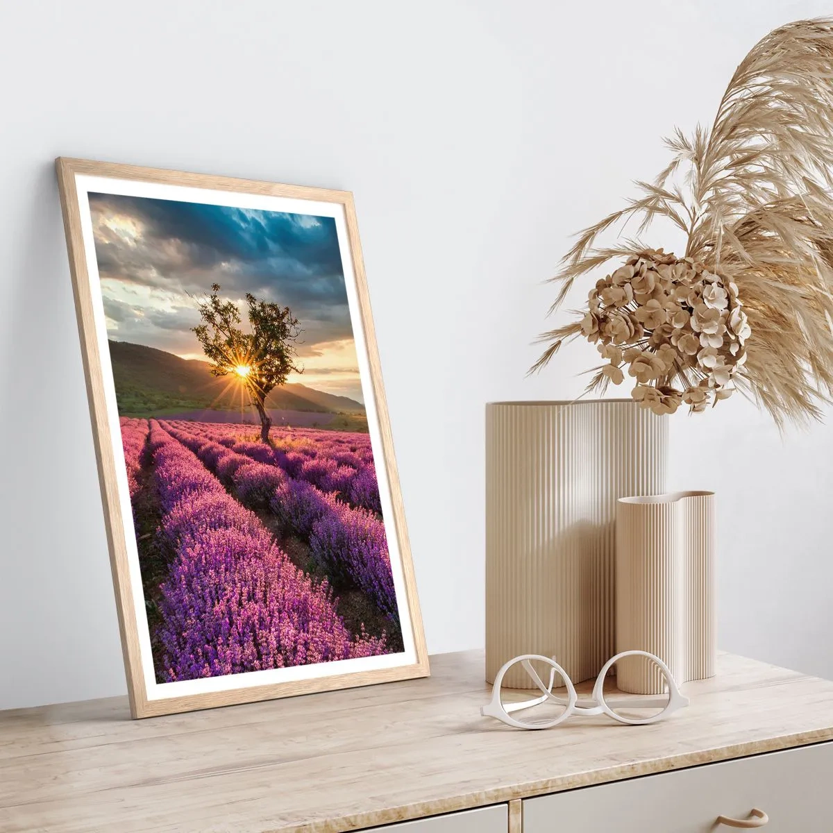 Plakát v rámu světlý dub - Aroma v barvě lila - 70x100 cm
