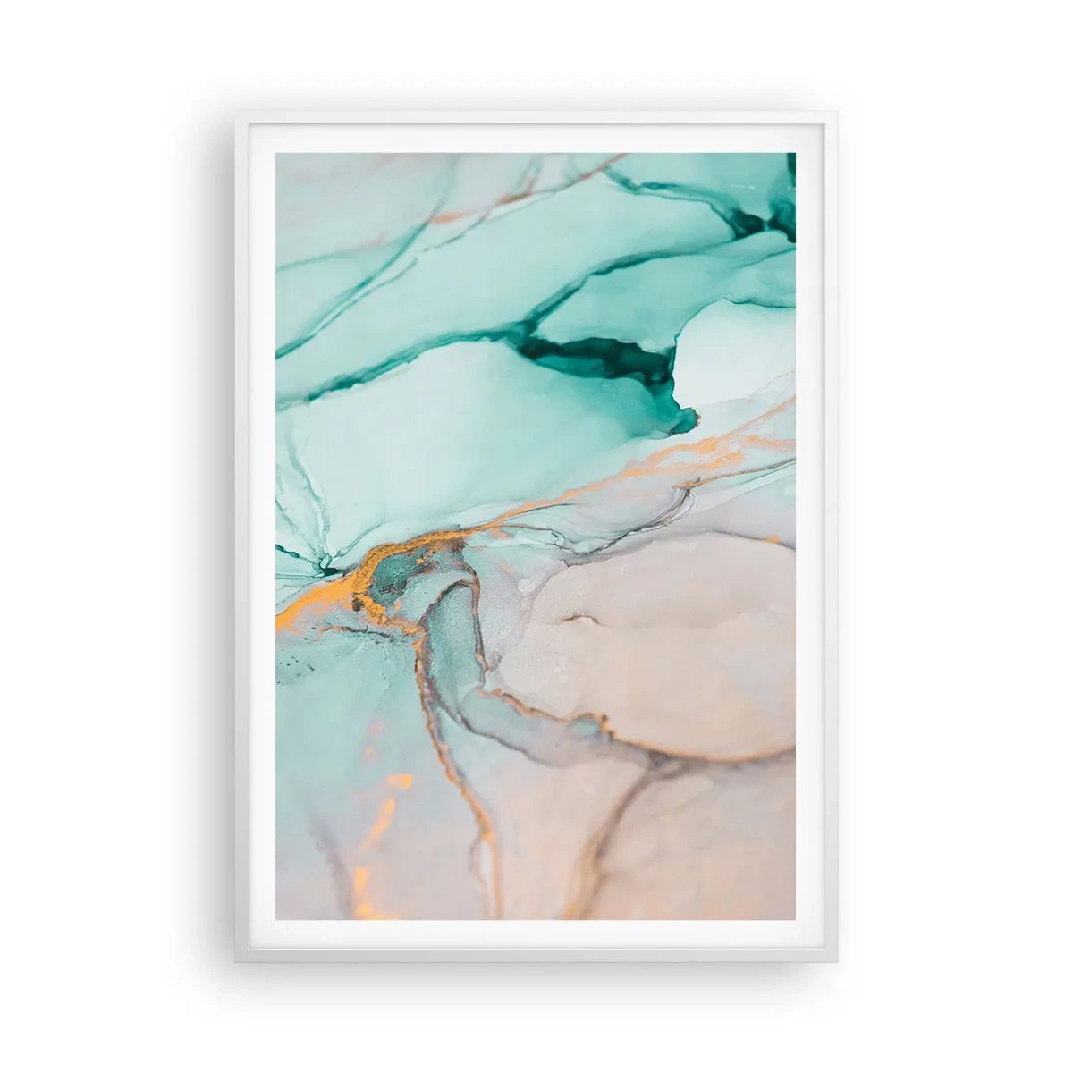 Plakát v bílém rámu - Tanec tvarů a barev - 70x100 cm