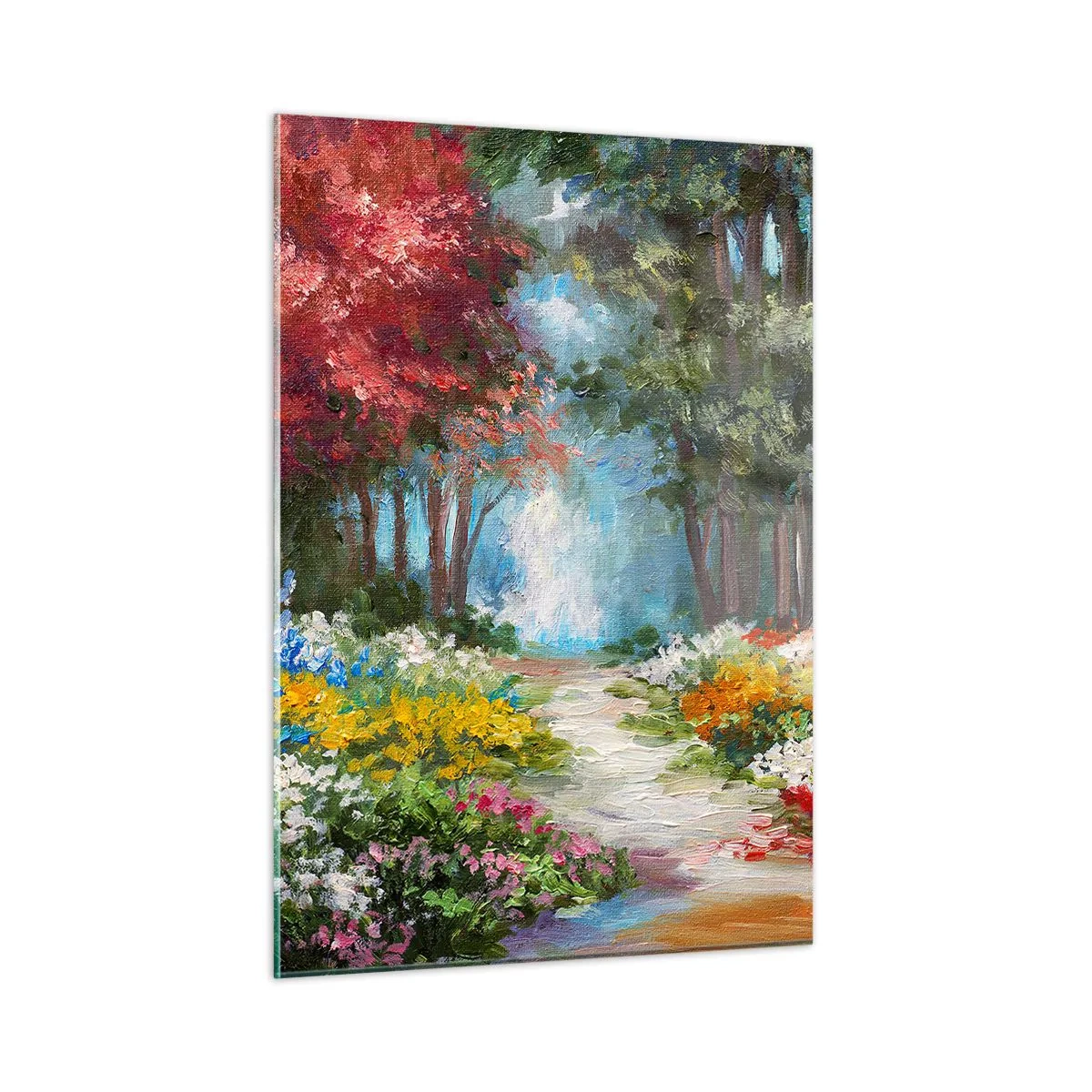 Obraz na skle - Lesní zahrada, květinový les - 50x70 cm