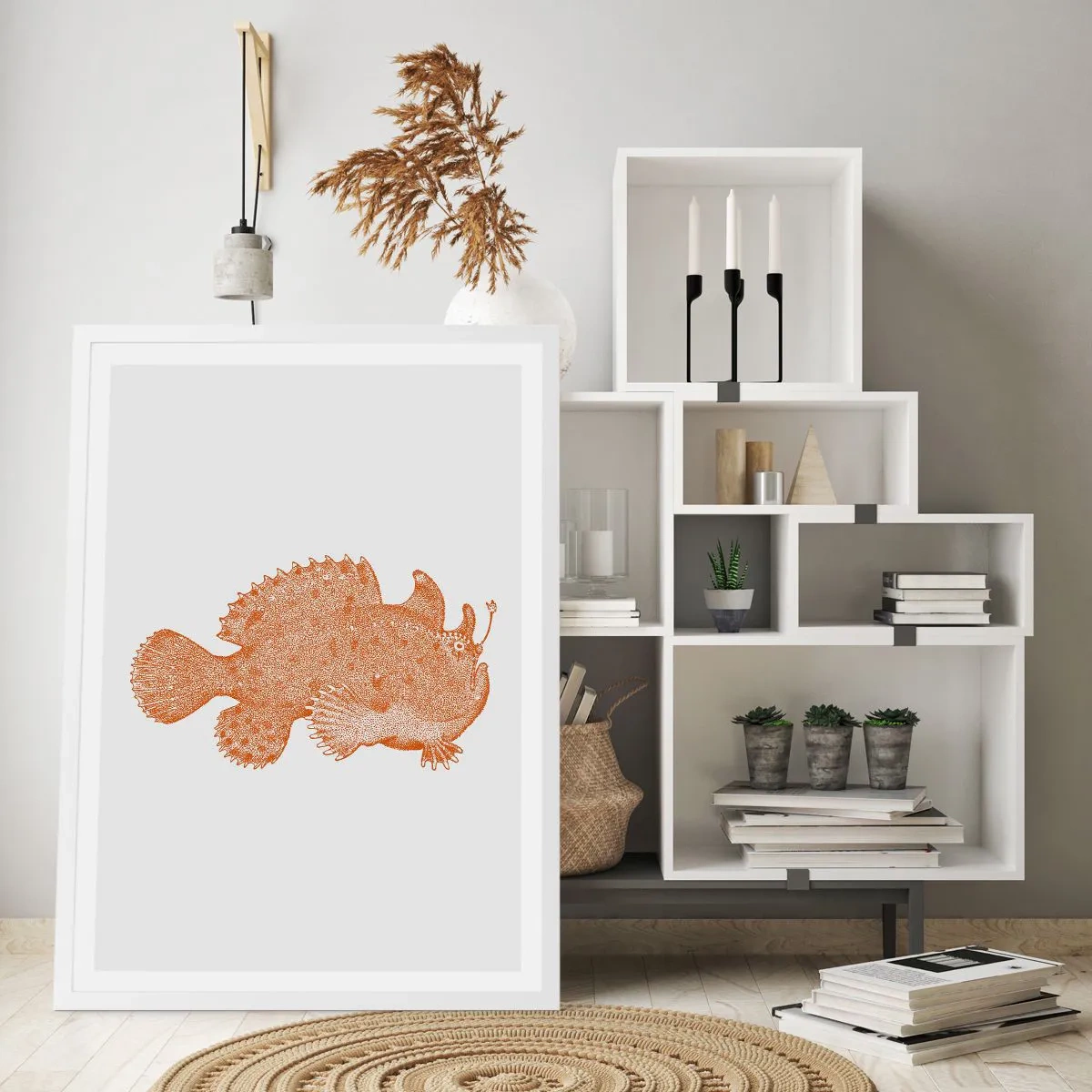 Plakát v bílém rámu - A nakonec ryba - 50x70 cm