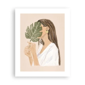 Plakát - Tajemný portrét s vějířem - 40x50 cm