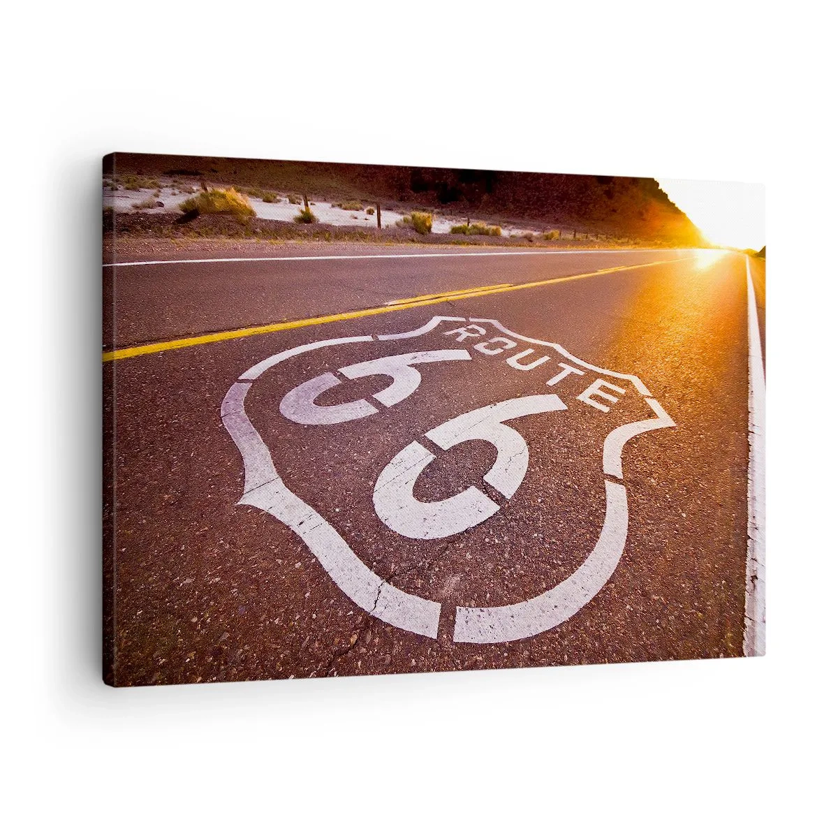 Obraz na plátně - Route 66 při západu slunce - 70x50cm - Slavná silnice 66 - Moderní nástěnná dekorace do obývacího pokoje a ložnice ARTTOR