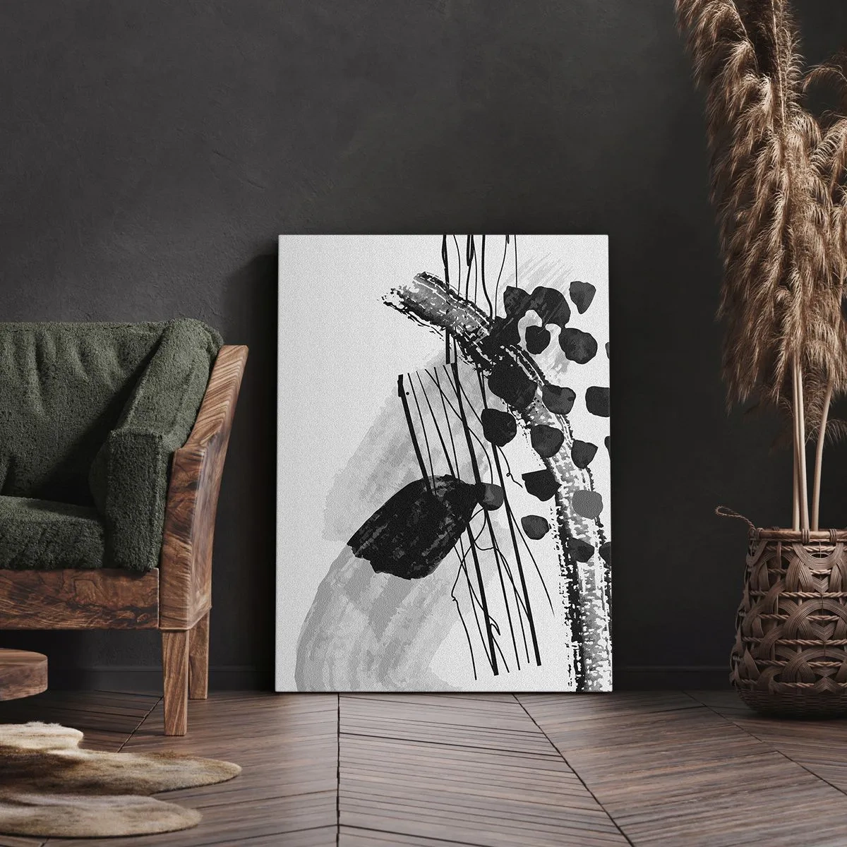Obraz na plátně - Černobílá organická abstrakce - 50x70 cm