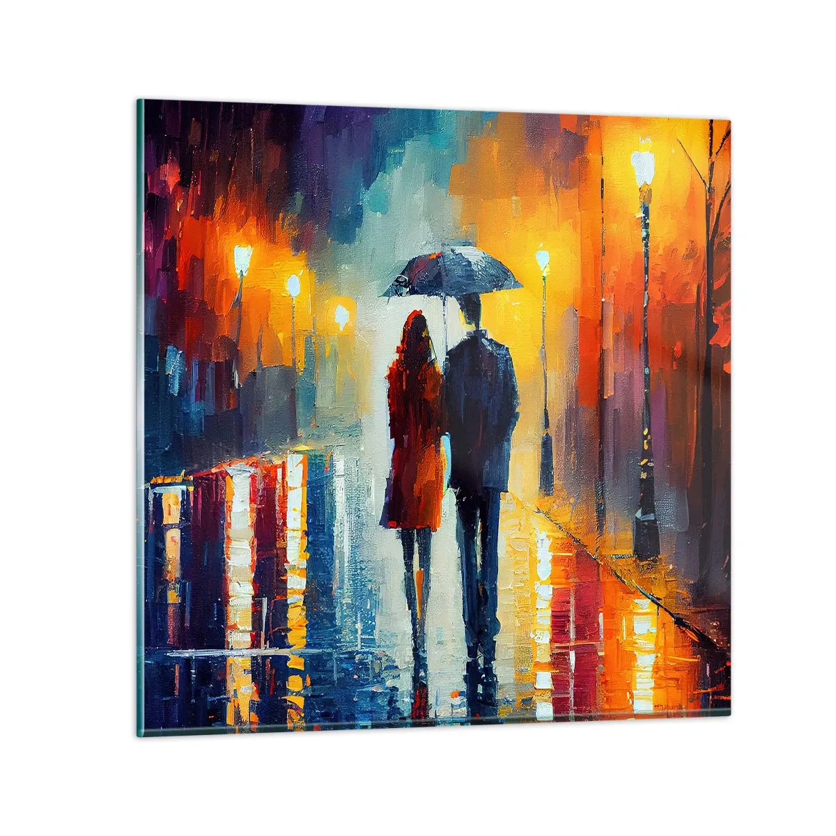 Obraz na skle - Spolu – barevná noc - 40x40 cm