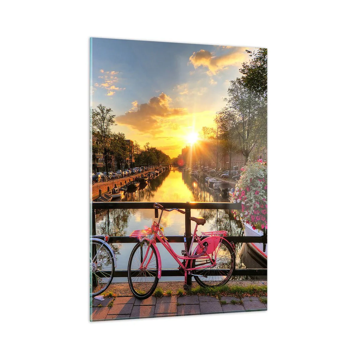 Obraz na skle - Jarní ráno v Amsterdamu - 50x70 cm