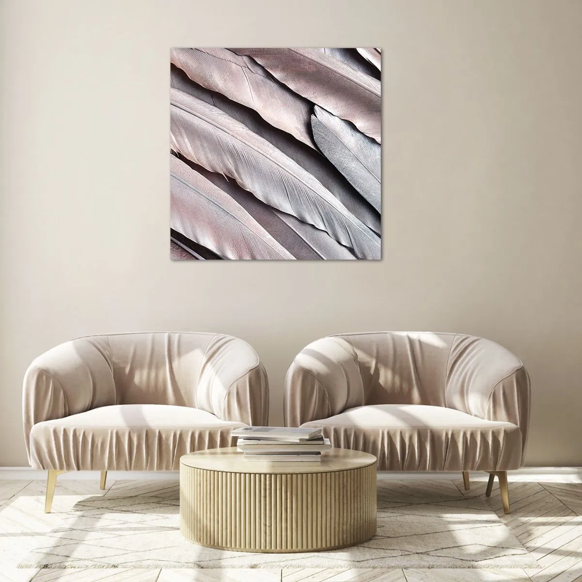 Obraz na skle - V růžové a stříbrné - 70x70 cm