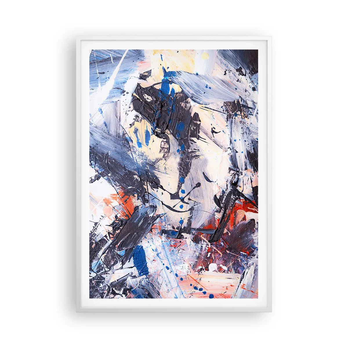 Plakát v bílém rámu - Bláznivý tanec abstrakce - 70x100 cm