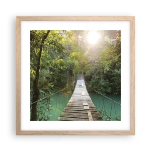 Plakát v rámu světlý dub - Nad azurovou vodou do azurového lesa - 40x40 cm