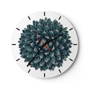 Nástěnné hodiny - Symetrická sukulentní růžice v odstínech zelené - 30x30cm - Hvězda pouště - Moderní nástěnná dekorace do obývacího pokoje, kuchyně a ložnice ARTTOR