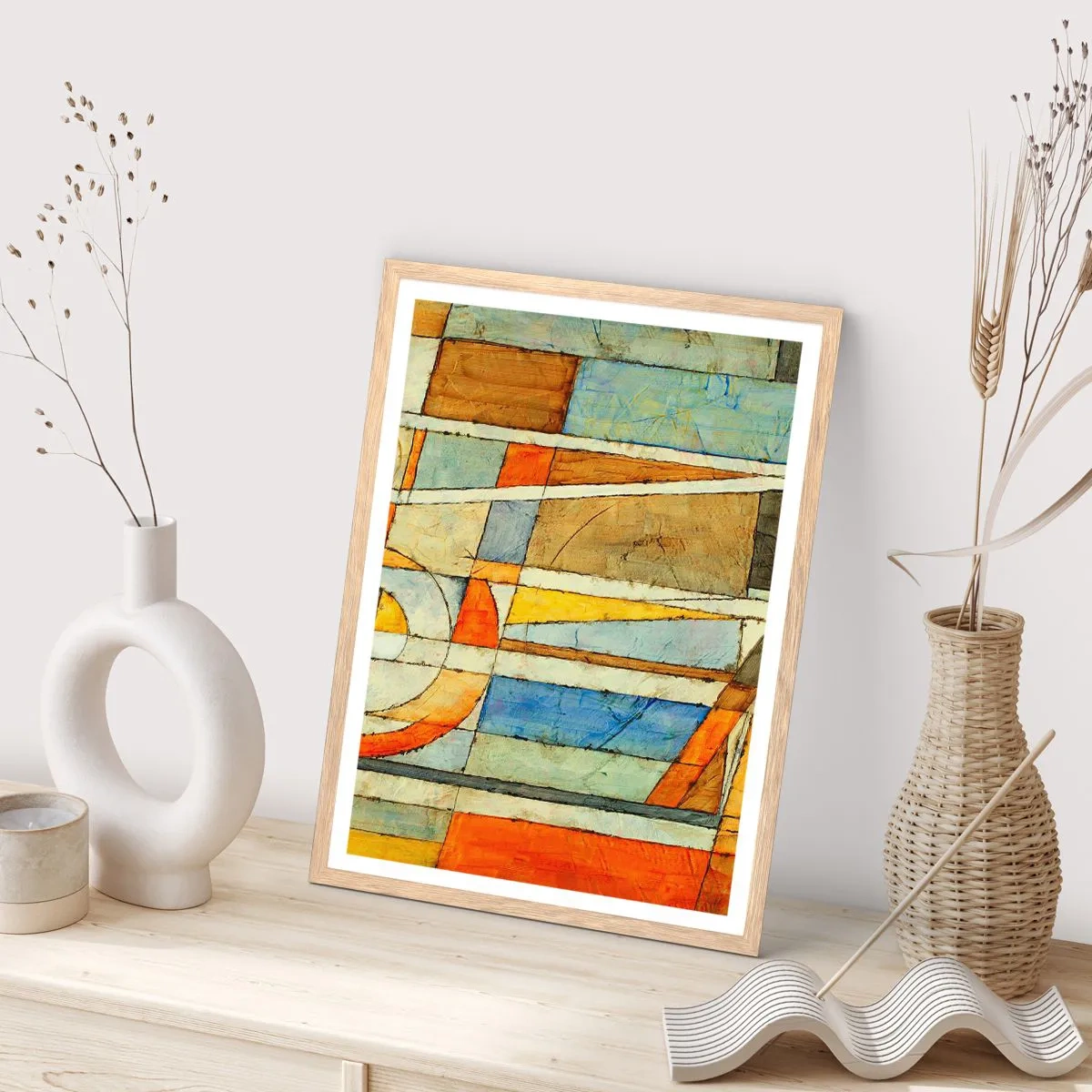 Plakát v rámu světlý dub - Kubismus na stavbě - 40x50 cm