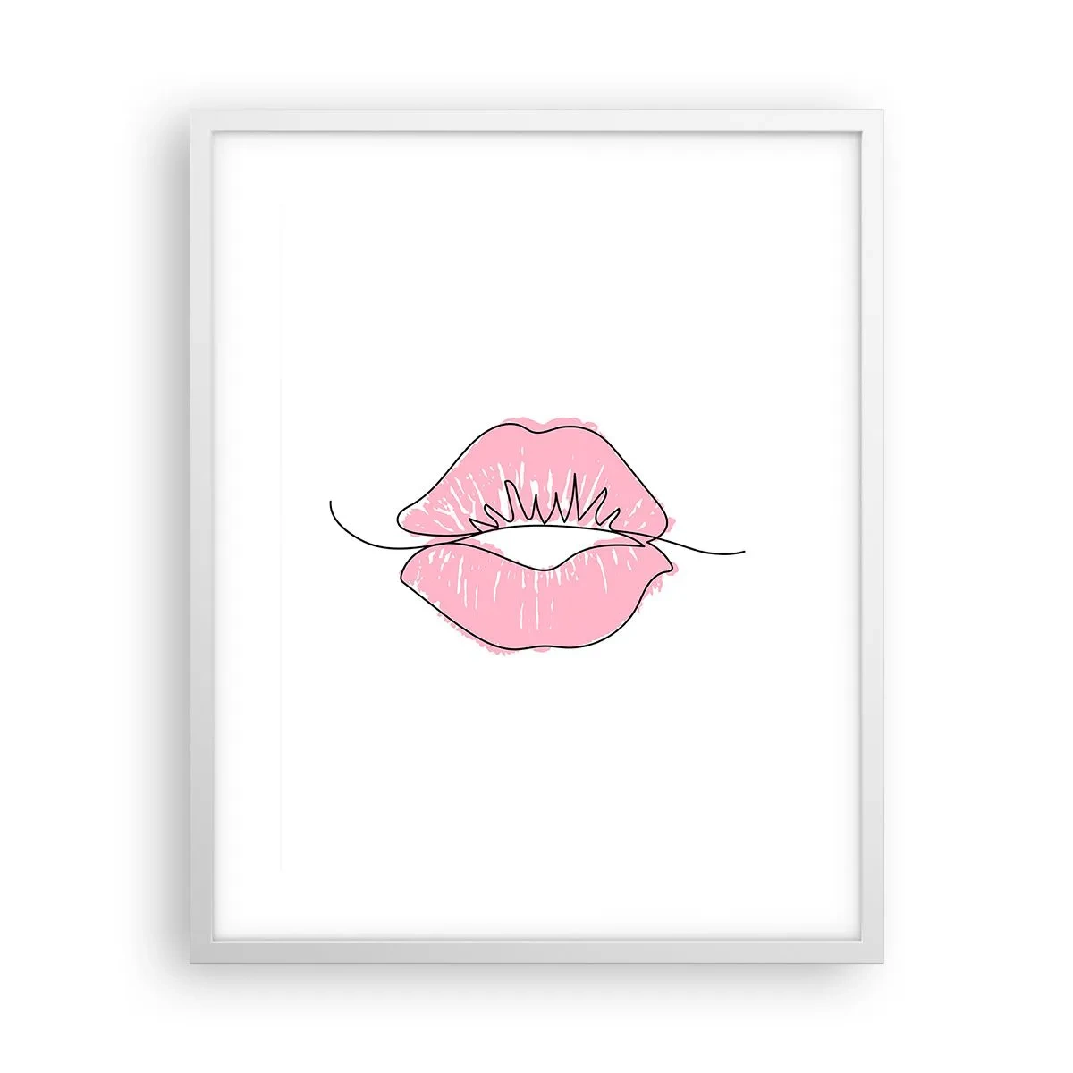 Plakát v bílém rámu - Jsi připraven na polibek? - 40x50 cm