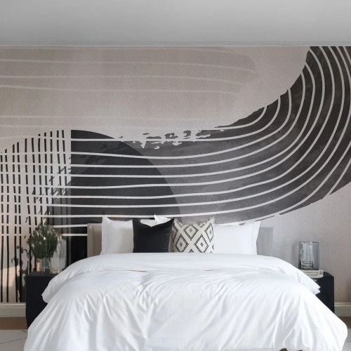 Fototapeta Standard Eco - Abstraktní tvary v odstínech černé a šedé - 100x70cm - Tam a zpět - Moderní nástěnná dekorace do obývacího pokoje a ložnice ARTTOR