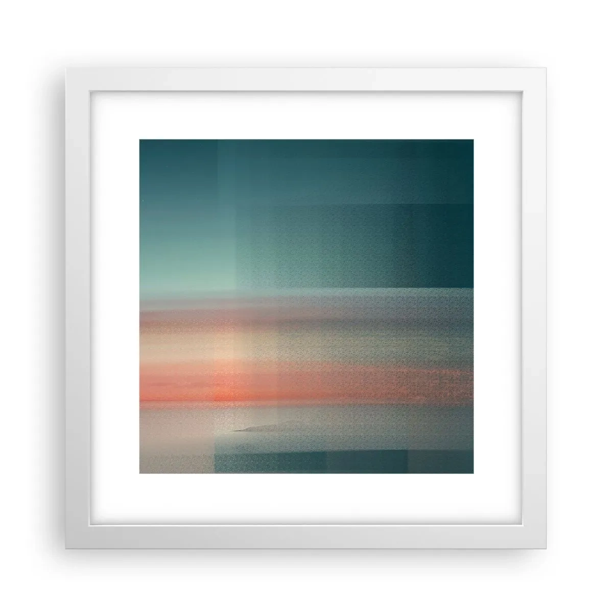 Plakát v bílém rámu - Abstrakce: vlny světla - 30x30 cm