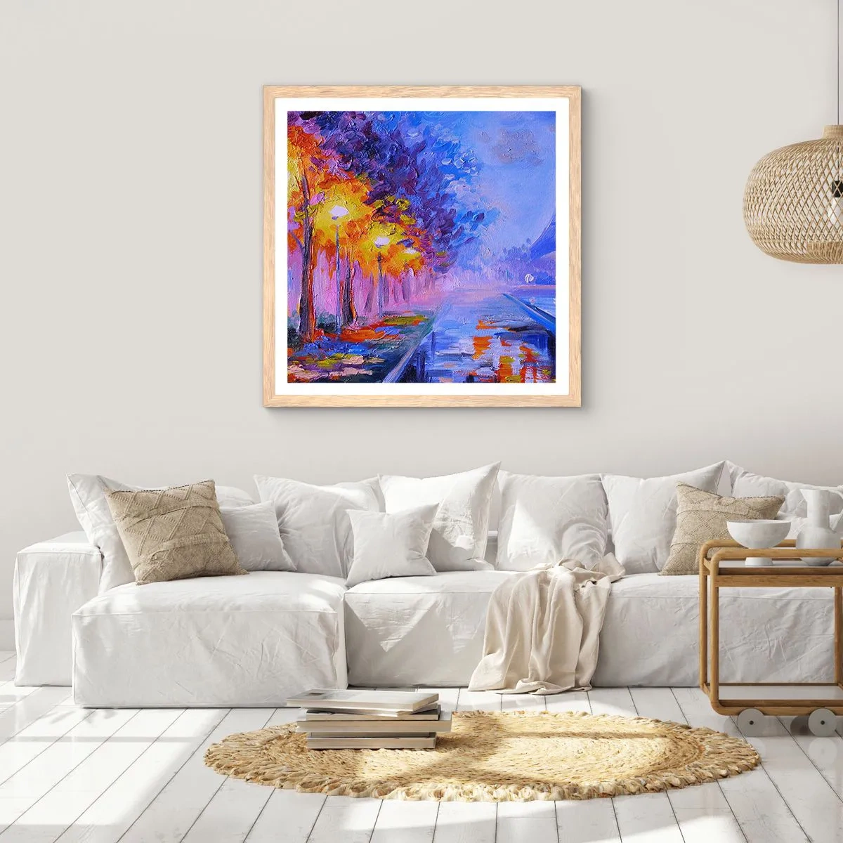 Plakát v rámu světlý dub - Procházka snů - 40x40 cm